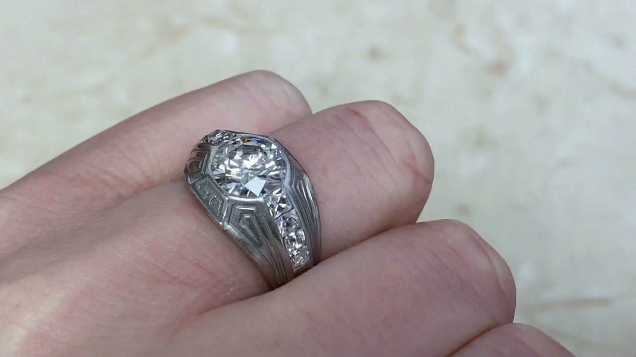 Art Deco 2.00CT Old European Cut Diamond Engagement Ring - Pittston Ring - Hand Video