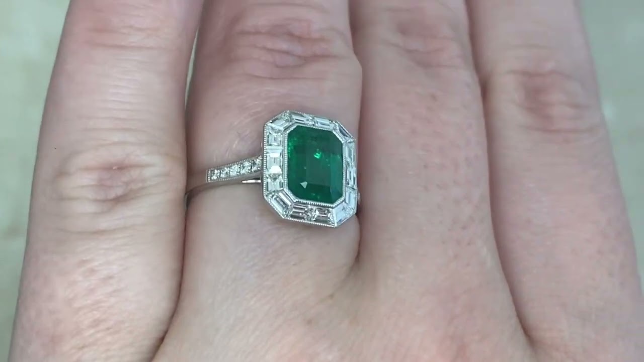1.58ct Emerald-Cut Zambian Emerald and Diamond Tavera Ring - hand video