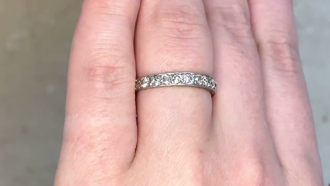 Art Deco Era Engraved Diamond Fermi Band, Circa 1920 3mm