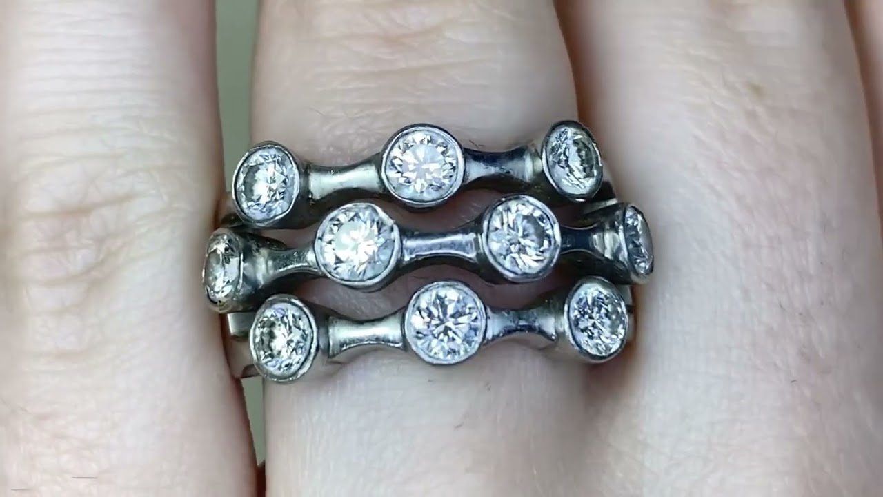 Bezel-Set Round Brilliant Cut Diamond Band - Fargo Band - Hand Video