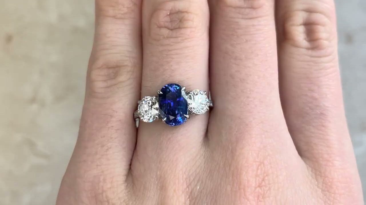 GIA 1.62ct Pear Shaped Sapphire and Diamond Fernbank Ring