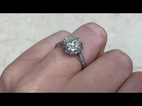 3.14ct Center Round Transitional Cut Diamond Engagement Ring - Cascais Ring - Hand Video