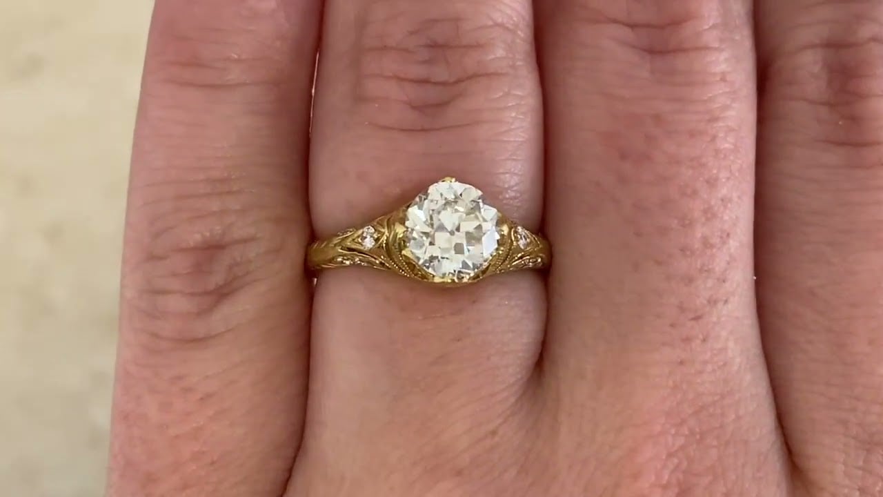1.32ct Old European Cut Diamond 18k Yellow Gold Princeton Ring - hand video -