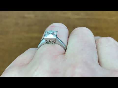 1.81ct Center Retro Era French-Cut Diamond Engagement Ring Circa 1940 - Carnaby Ring - Hand Video