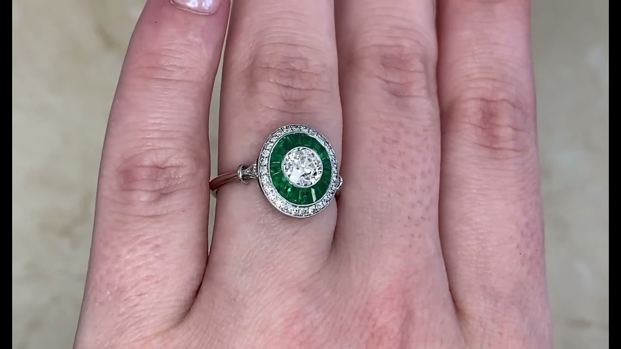 0.60ct Diamond and Double Halo Platinum Bally Ring - hand video