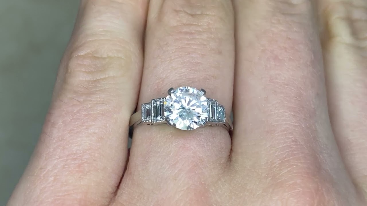 Mid-Century GIA 1.21ct Diamond Brayton Ring, Circa 1950
