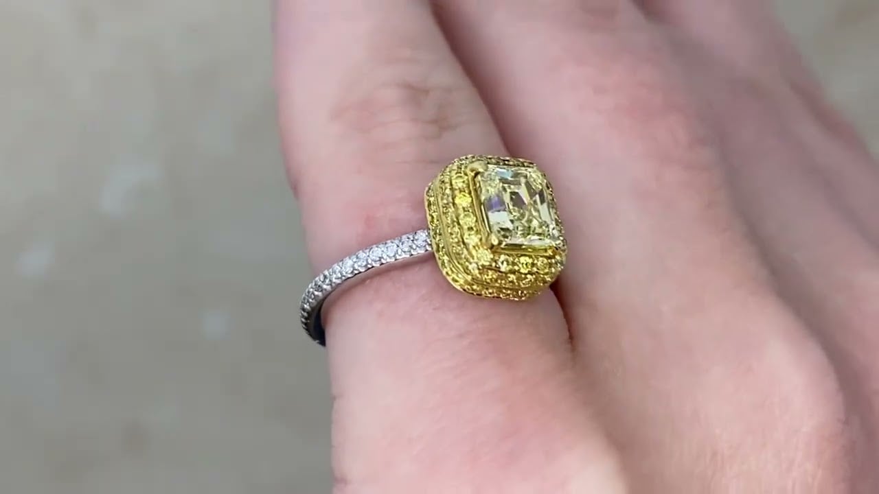 GIA 1.06ct Fancy Yellow Radiant Cut Diamond Eagleview Ring
