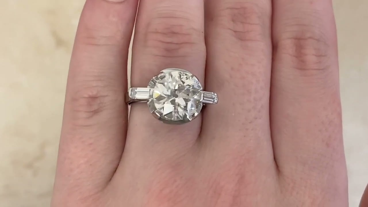 Antique 4.30ct GIA Old European Cut Diamond Engagement Ring -Snow Lake Ring- Hand Video