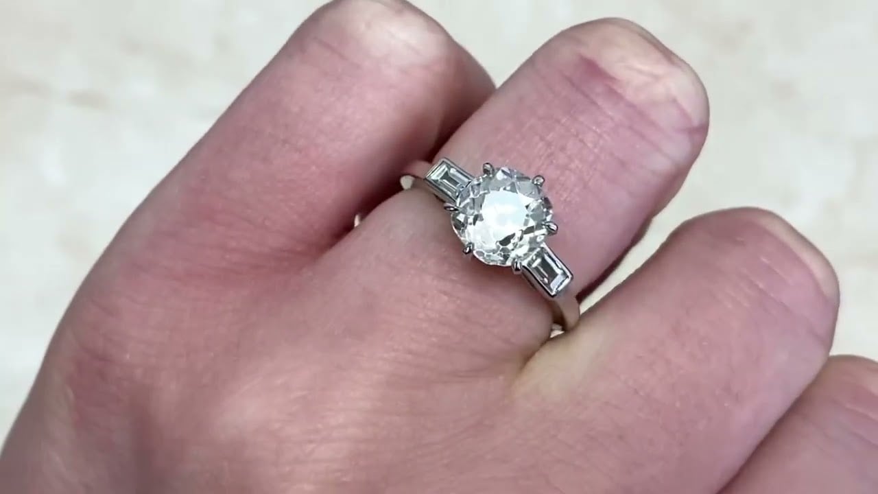 2.14 Carat Old European Cut Diamond Engagement Ring - Park End Ring - Hand Video