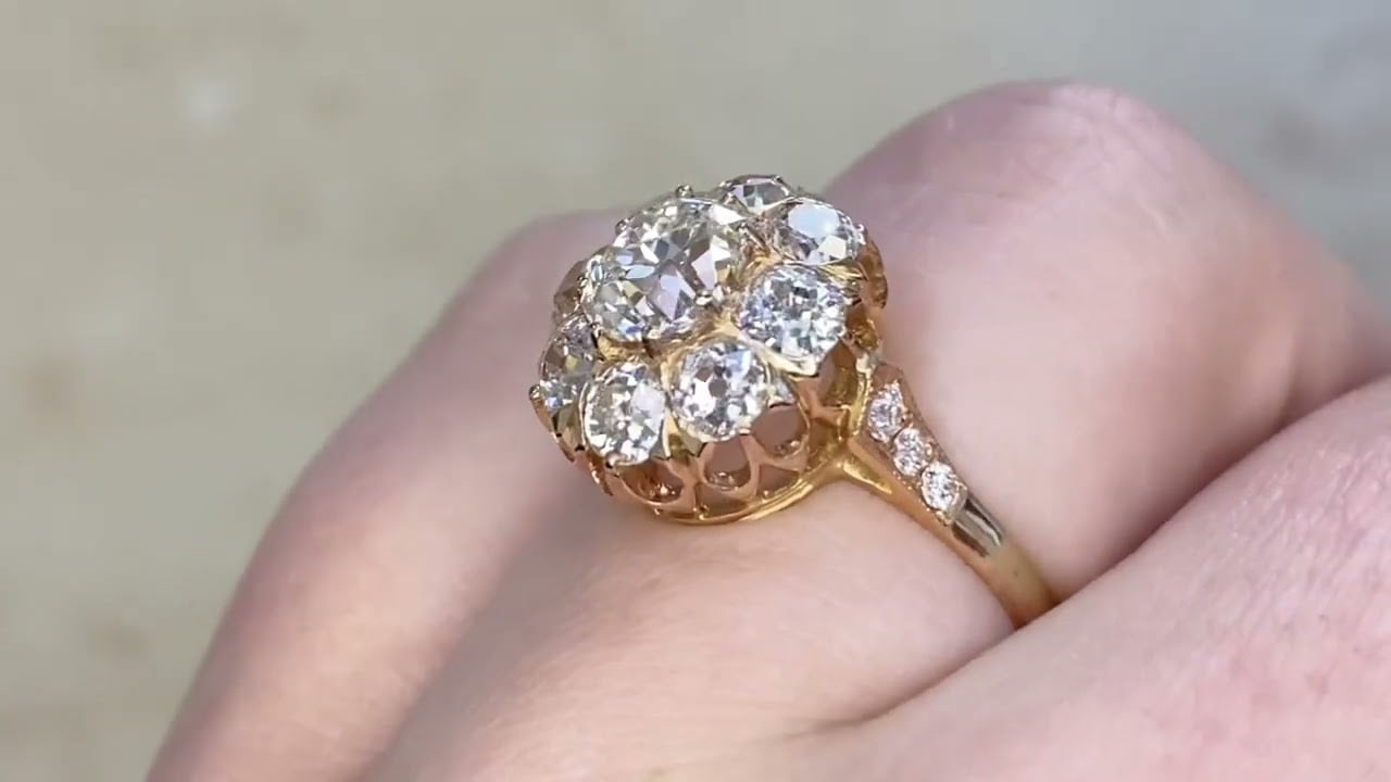 1.02 carat Prong-Set Antique Cushion Cut Diamond Ring - Lafayette Ring - Hand Video