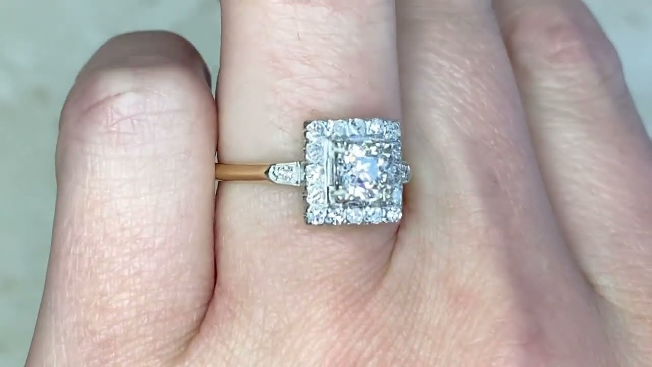 Vintage Two Tone Retro Era Diamond Engagement Ring - Redstone Ring. Circa 1940 - Hand Video