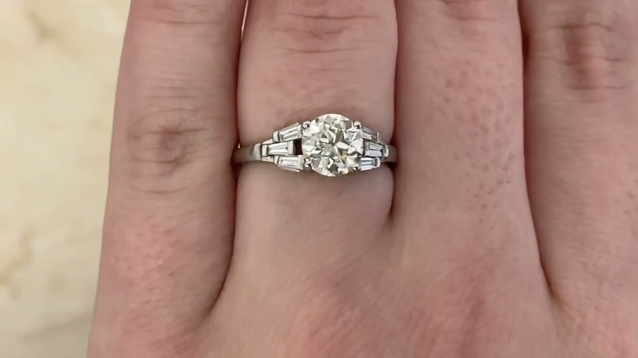 1.34ct Old European Cut Diamond Engagement Ring -Wellington Ring- Hand Video