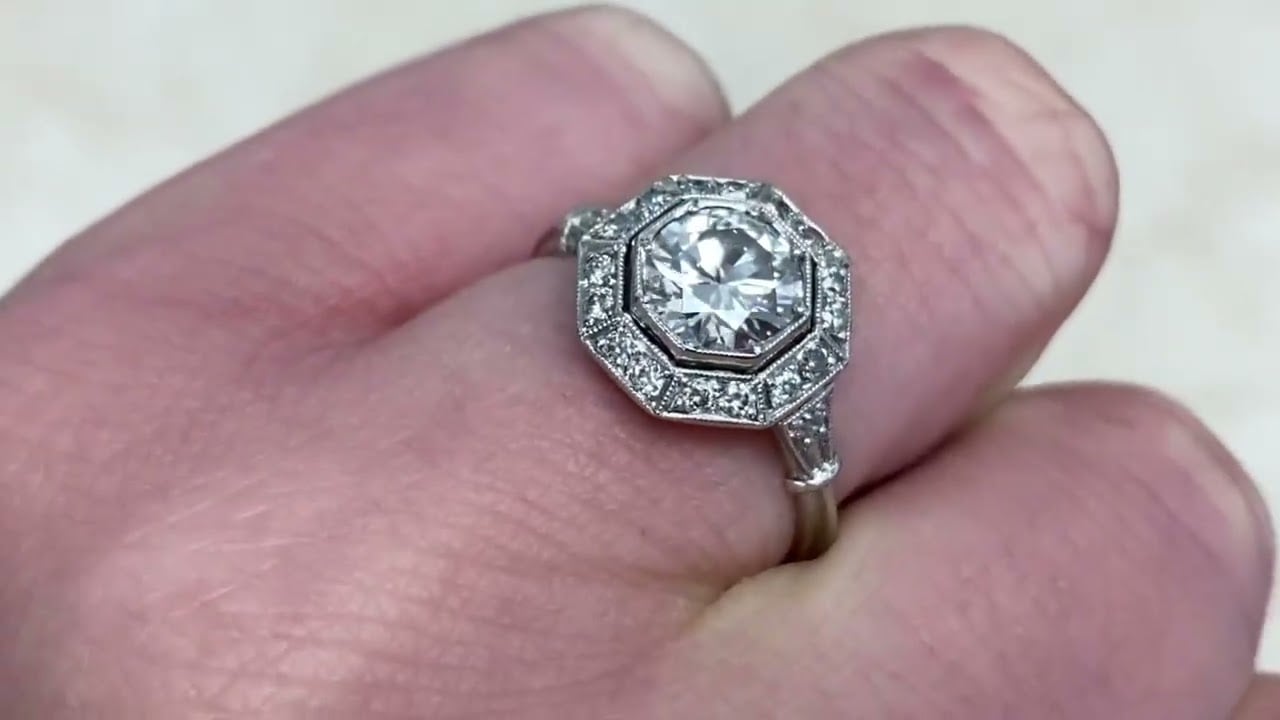 1.00 Carat Octagonal Halo Diamond Engagement Ring - Arca Ring - Hand Video