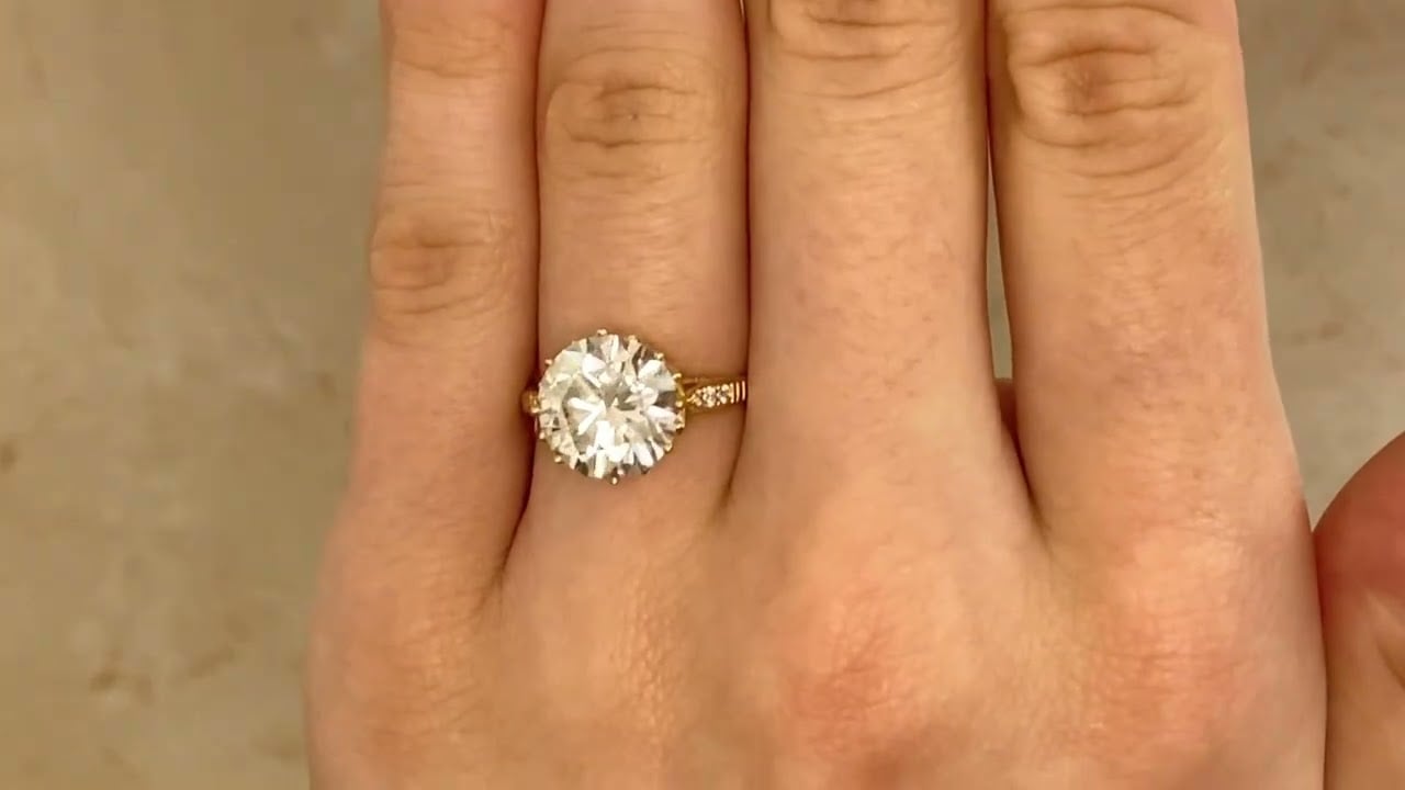 4.01ct GIA Diamond Yellow Gold Basco Ring