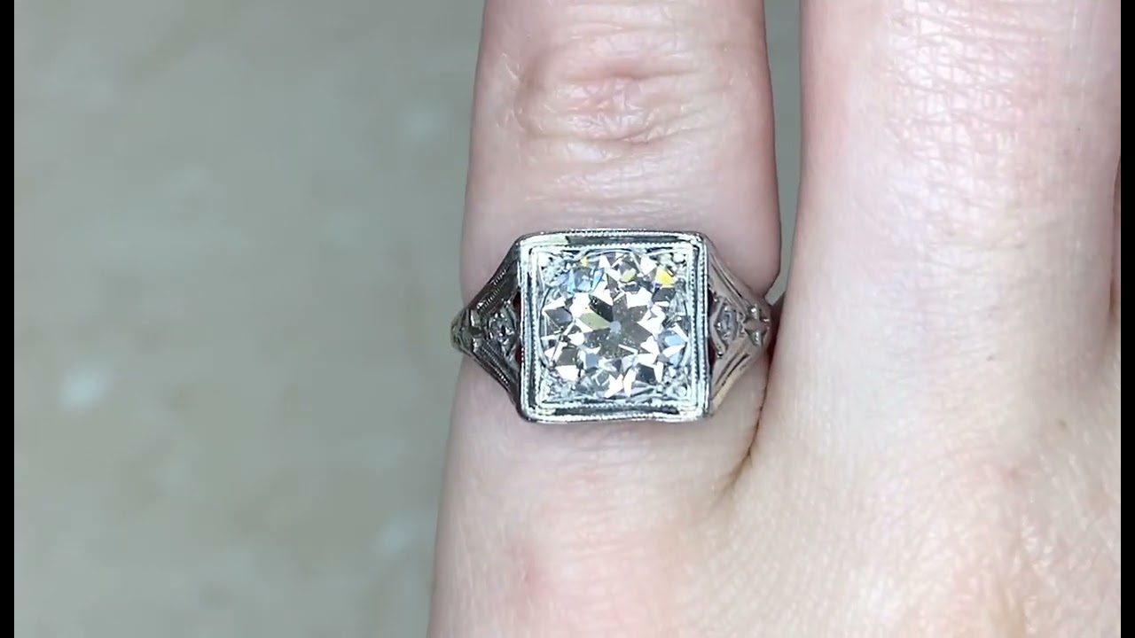 Art Deco 1.59ct Center Old European Cut Diamond Engagement Ring - Holbrook Ring - Hand Video
