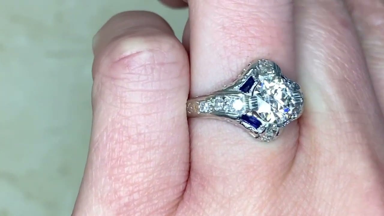 Antique Diamond & Sapphire Accented Engagement Ring - Palisade Ring. Circa 1925 - Hand Video