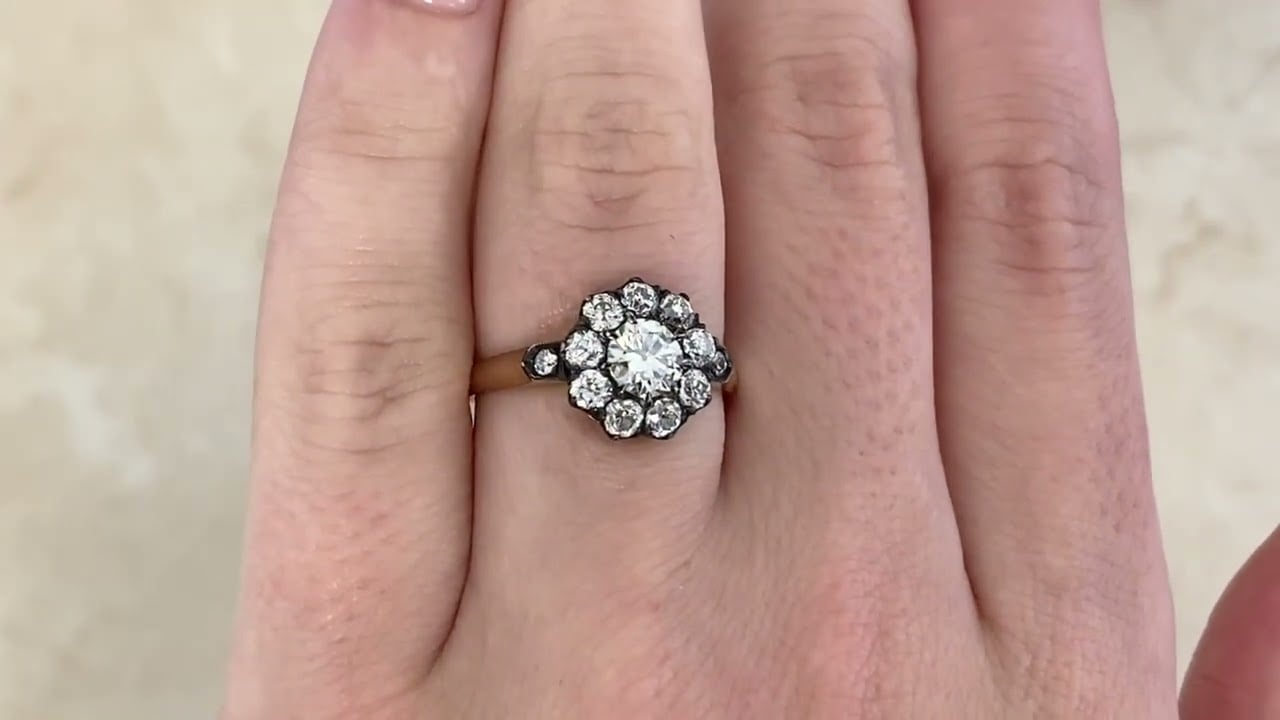 Diamond Cluster Silver on 18k Yellow Gold Forest Ring