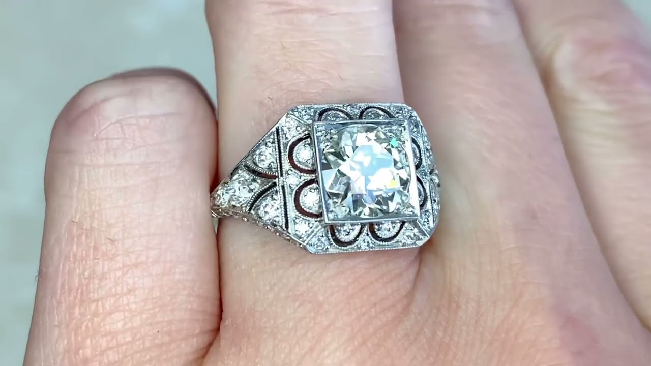 Antique 1.53ct Diamond & Platinum Mounting Engagement Ring - Berkeley Ring. Circa 1910 - Hand Video