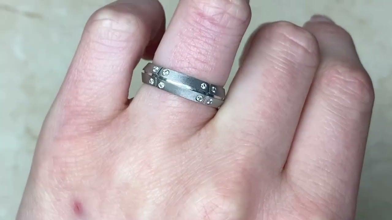 Tiffany & Co. Diamond & 18k White Gold Wedding Band - Tiffany Matte Wedding Band - Hand Video