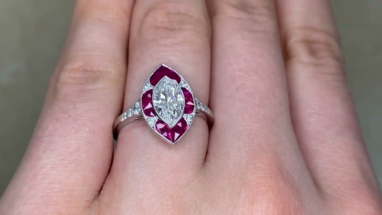 GIA 1.00ct Diamond and Ruby Barlow Ring