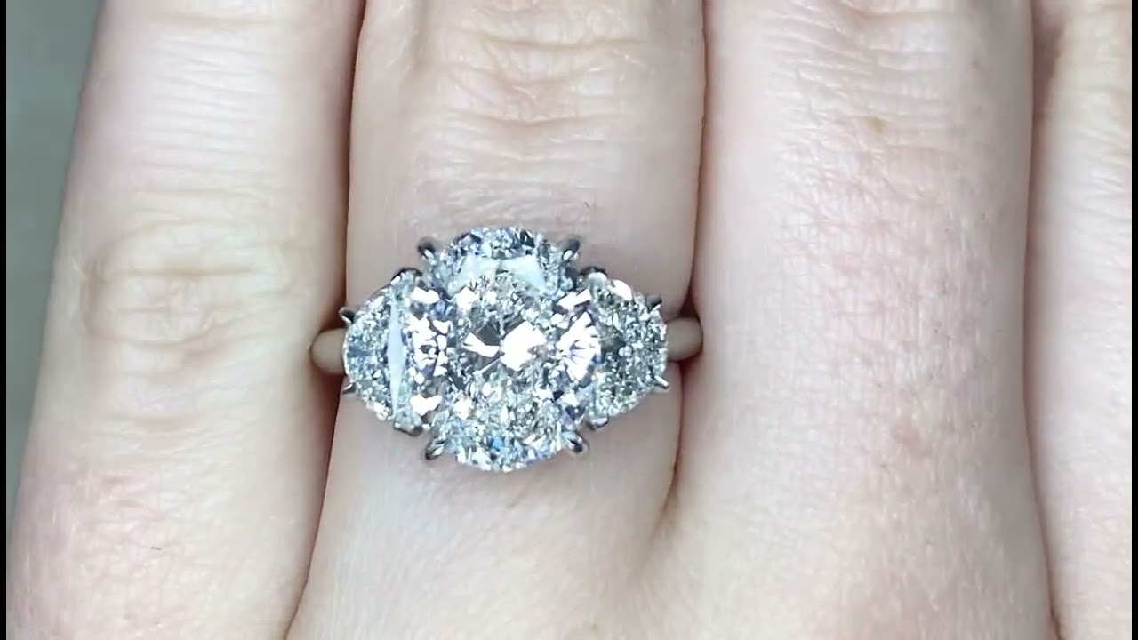 4.00 carat Oval Cut Diamond set in Prongs - Oakville Ring - Hand Video