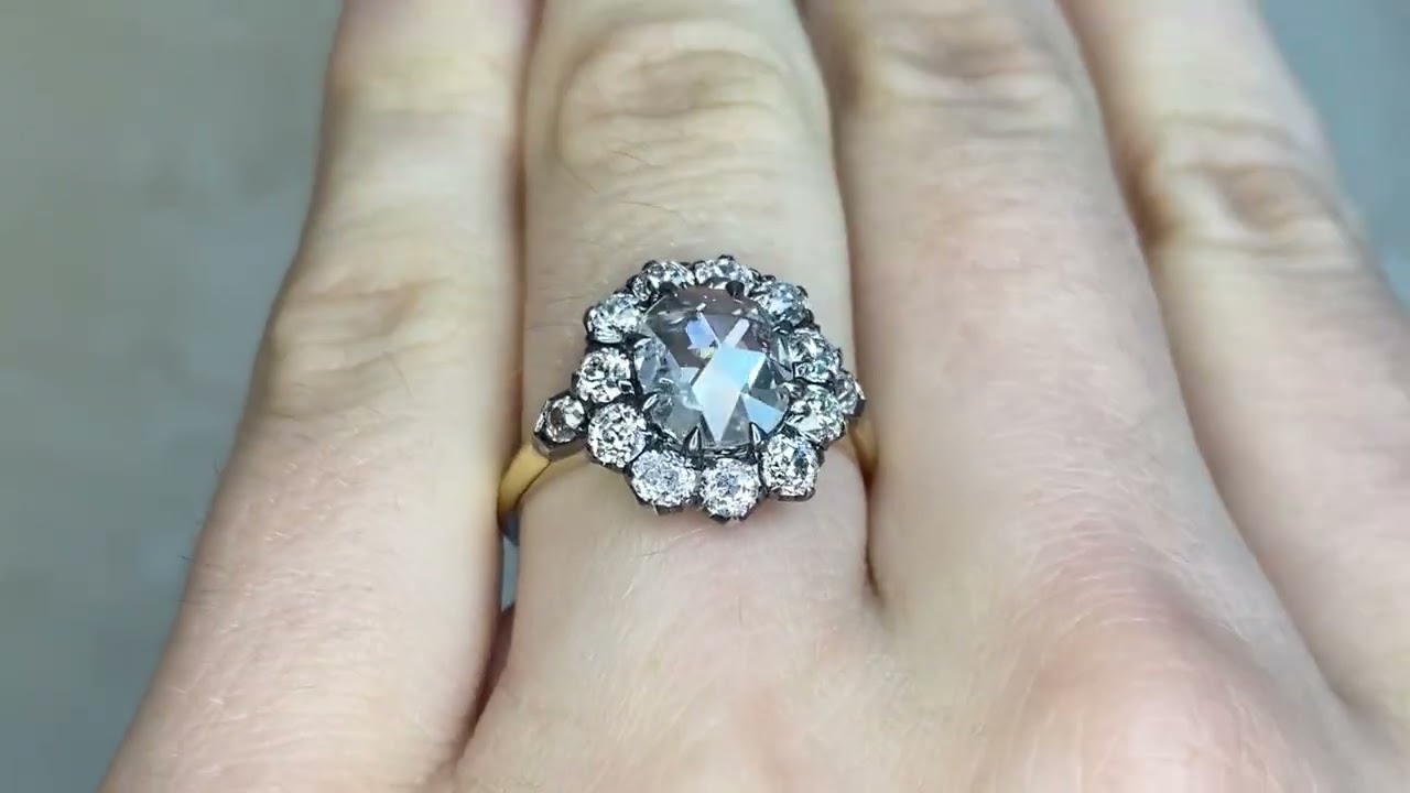 1.05ct Rose Cut Diamond Cluster Wilder Ring