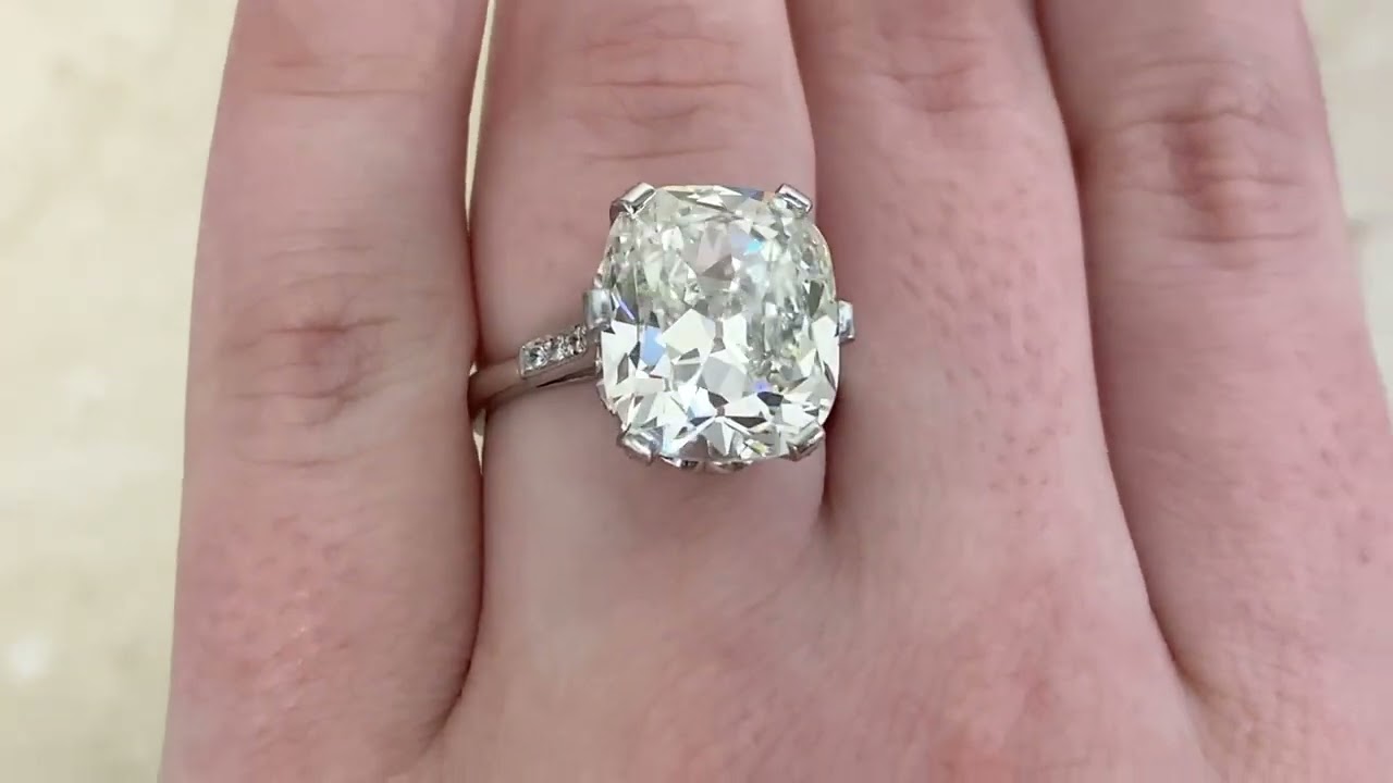 Antique 10.08ct Elongated Antique Cushion Cut Diamond Engagement Ring -Moore Ring- Hand Video