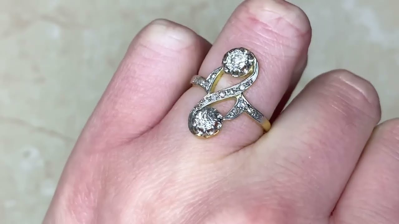 Antique Art Nouveau Era Elongated Diamond Ring - Beaumont Ring. Circa 1900 - Hand Video