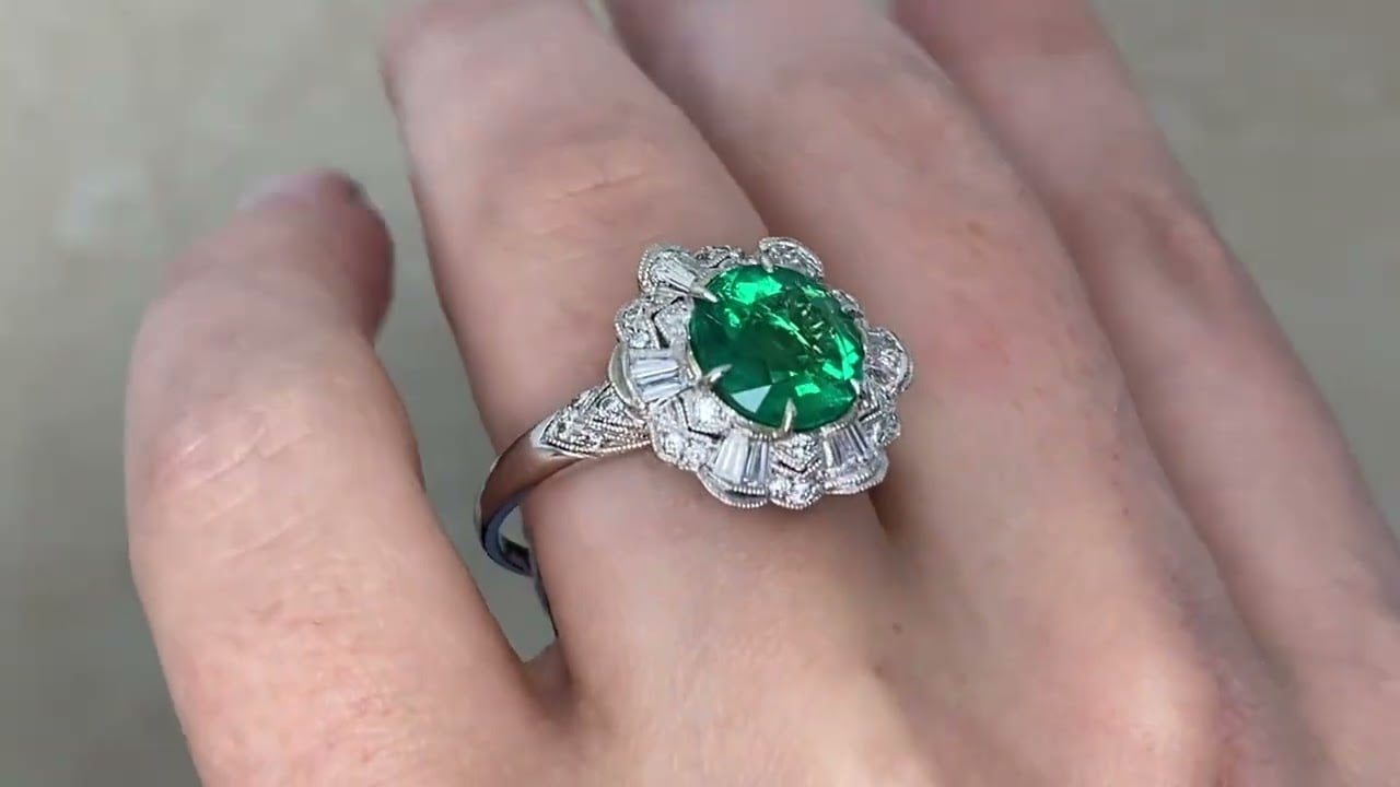 2.30ct Round Emerald and Diamond Elloree Ring