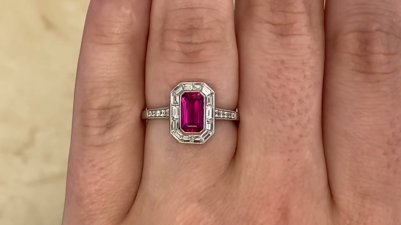 1.25ct Emerald-Cut Ruby and Diamond Tirana Ring - Hand video-
