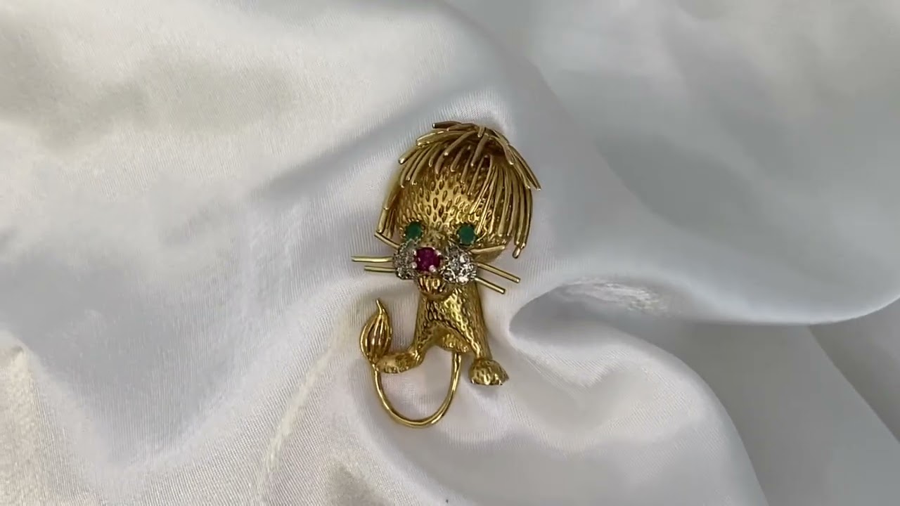 Vintage Italian Cat Andale Brooch, Circa 1970