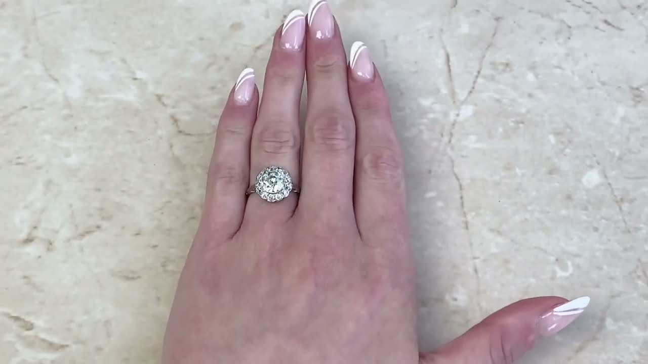 Antique 1.52ct Floral Cluster Diamond Engagement Ring - Lagos Ring. Circa 1910 - Hand Video