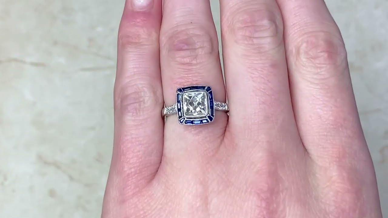 Stunning Antique French Cut Diamond & Sapphire Halo Engagement Ring - Chadwell Ring - Hand Video