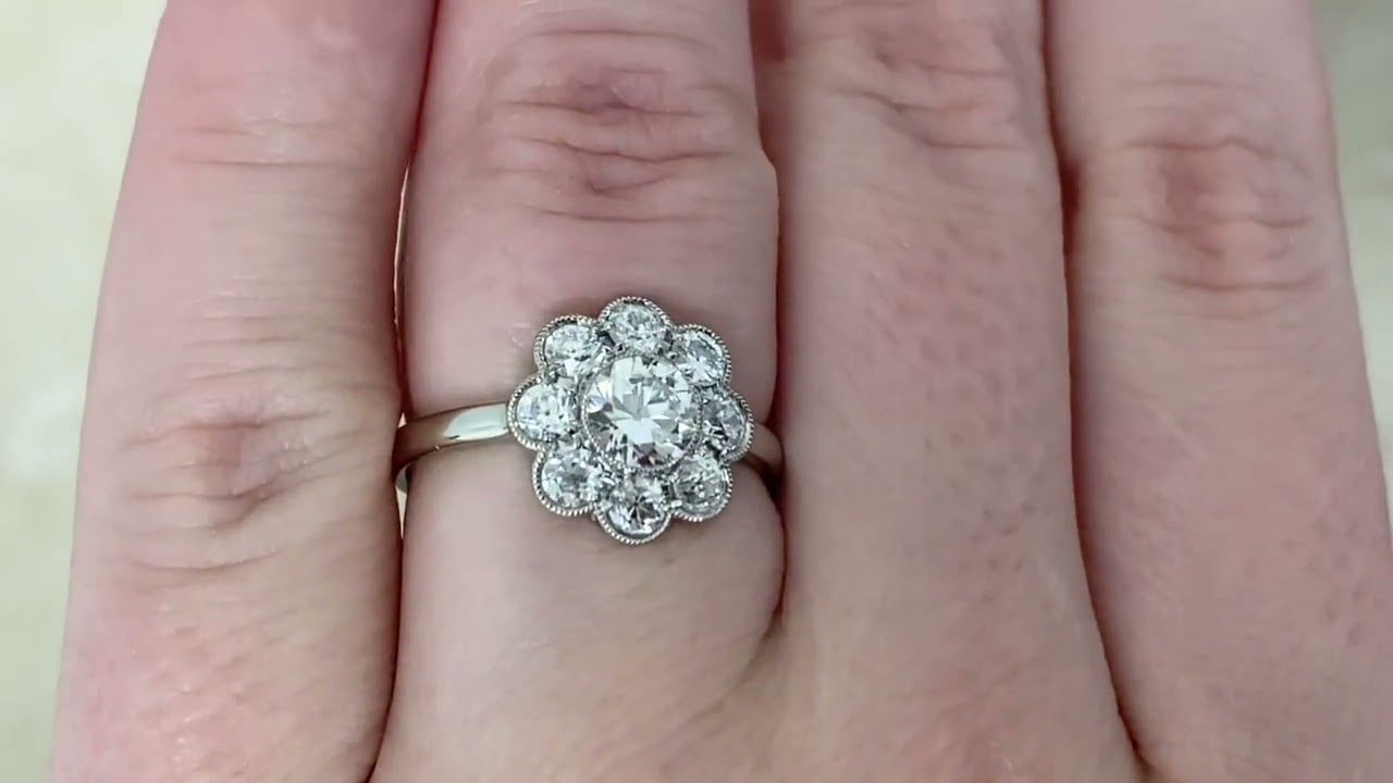 0.63ct Diamond Cluster Platinum Wentworth Ring. - hand video