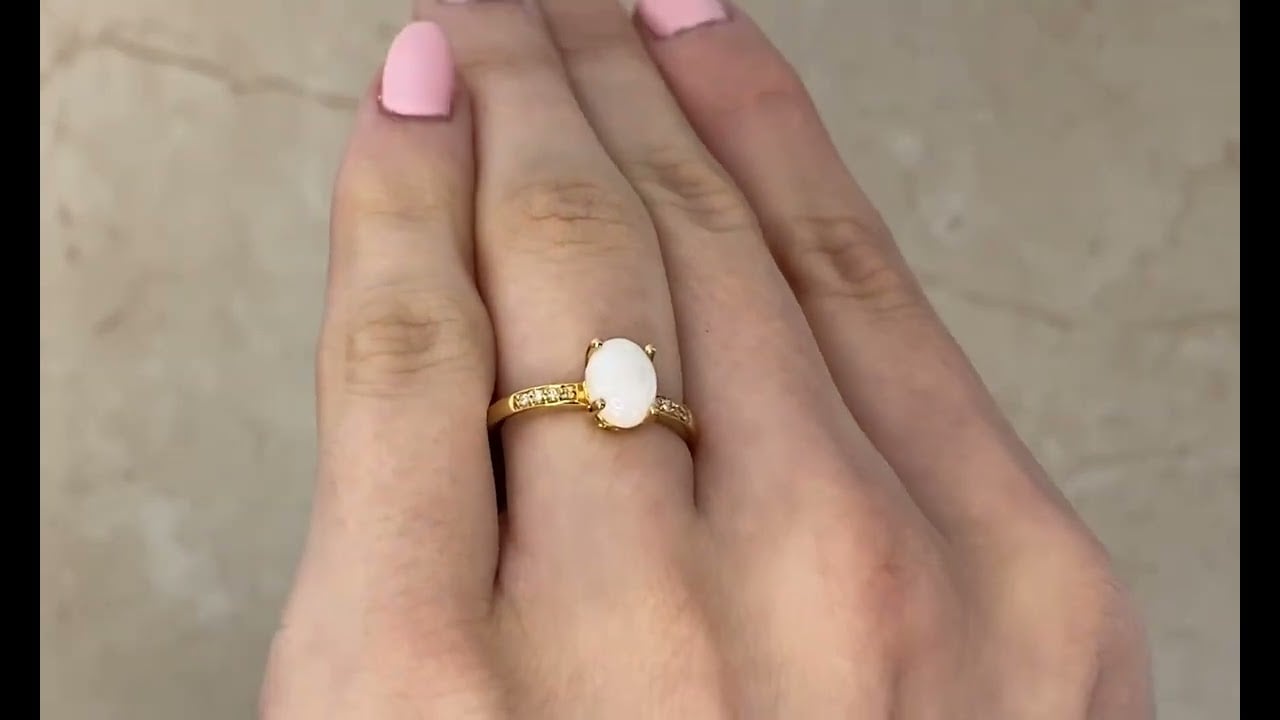 Oval Opal and Diamond Yellow Gold Durant Ring