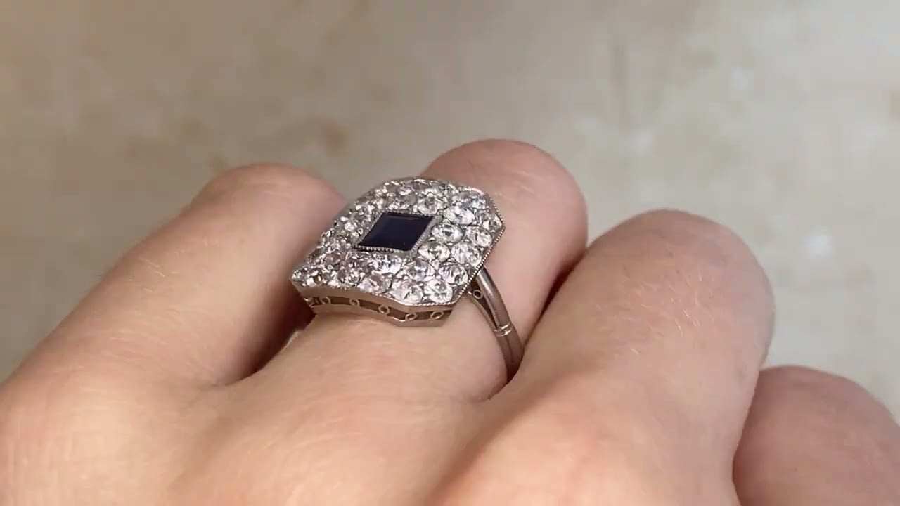 Art Deco Sapphire and Diamond Granton Ring, Circa 1925