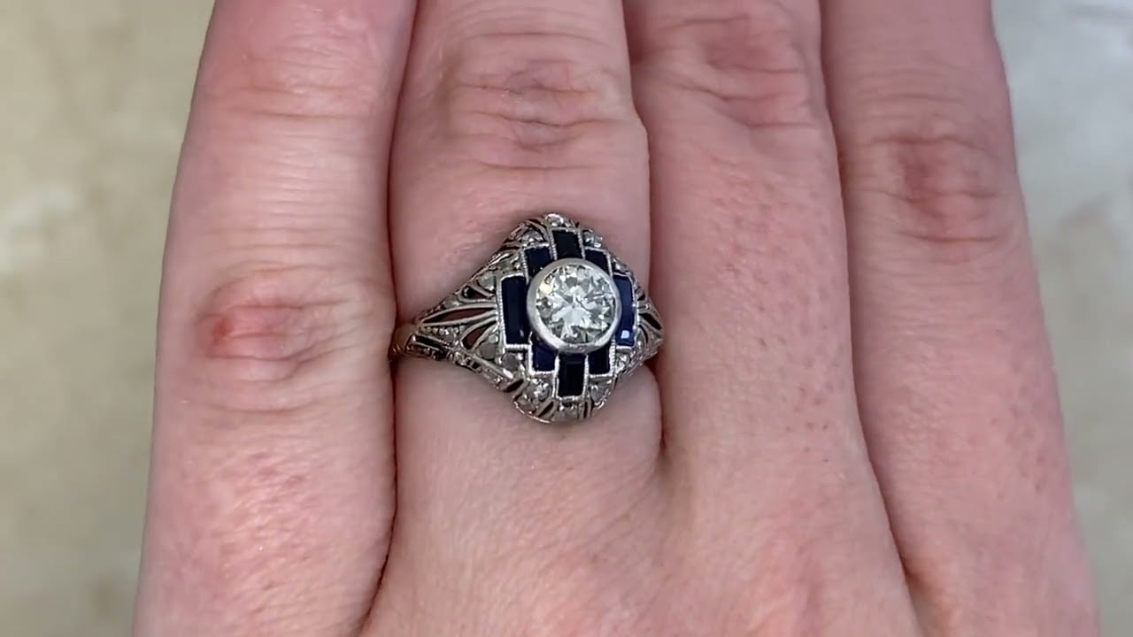 Antique Diamond and Sapphire Accent Pana Ring. Circa 1920 - hand video