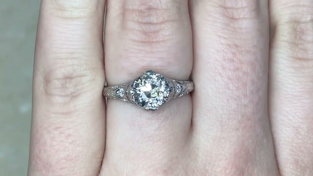 1.58ct Center Old European Cut Diamond Platinum Engagement Ring - Seville Ring - Hand Video