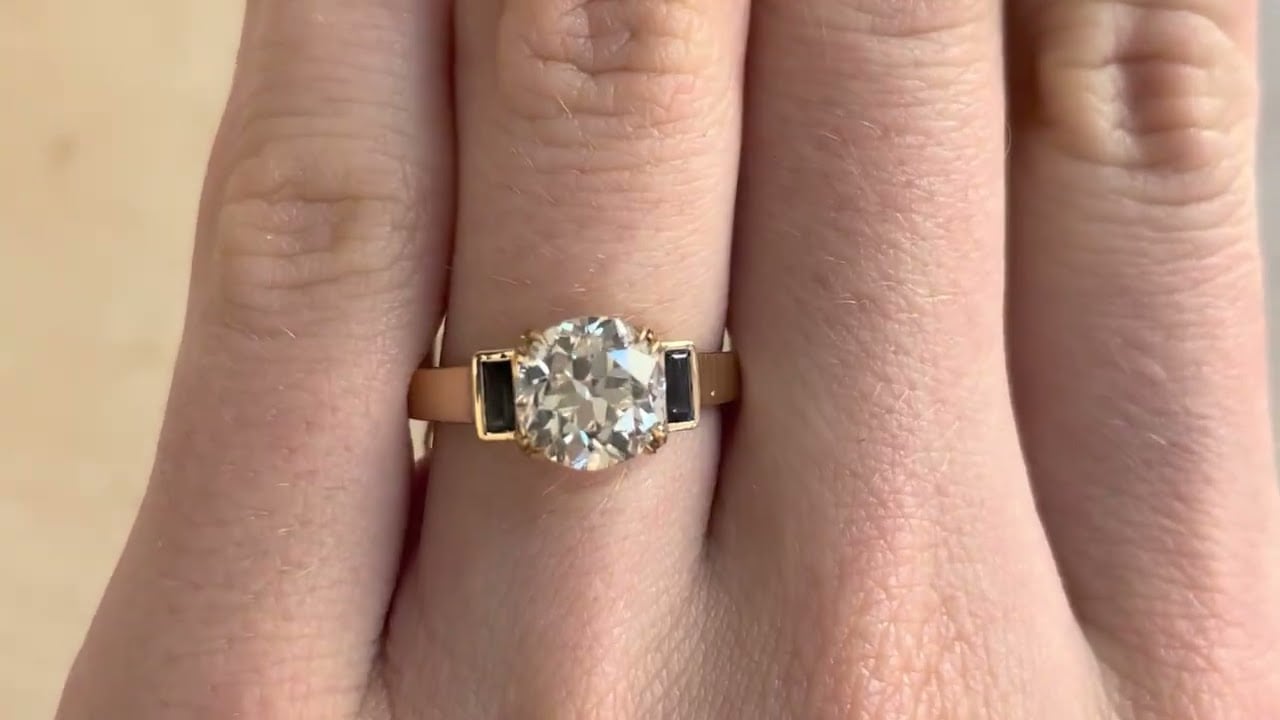 1.97ct Old European Diamond and Sapphire Sanborn Ring