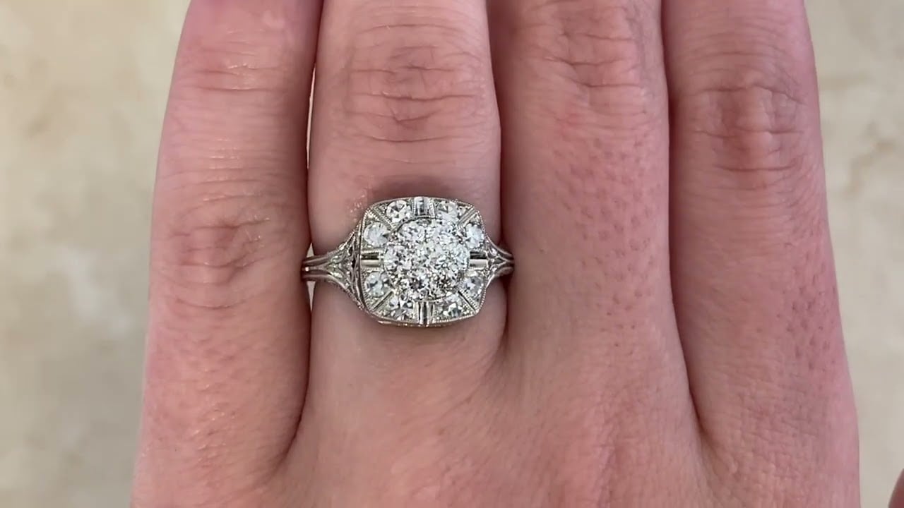 Center Cluster Square Halo Diamond Deloit Ring