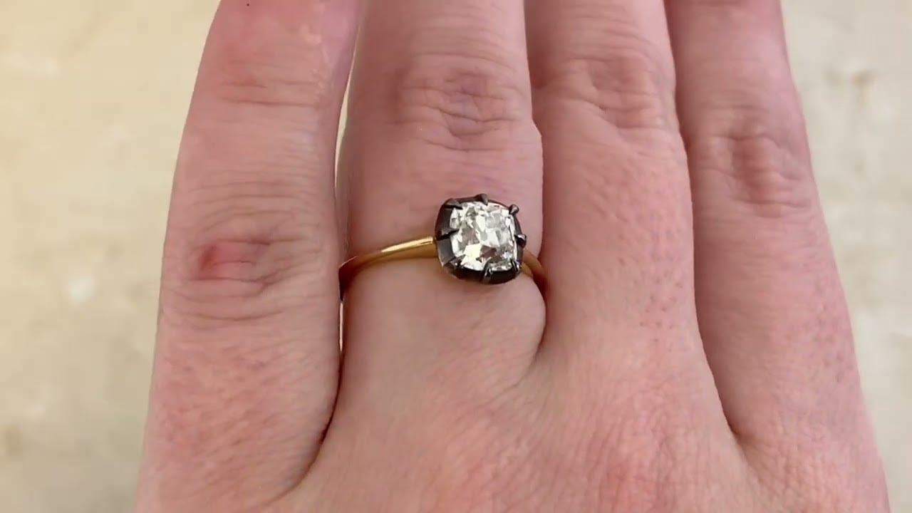 GIA-Certified 1.37ct Cushion-Cut Diamond on Blackened Platinum Foley Ring - hand video