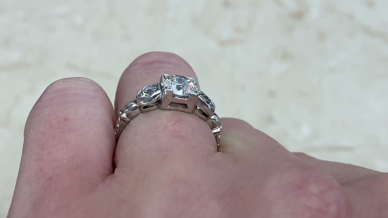 1.09ct Center GIA Certified Old European Cut Diamond Engagement Ring - Volos Ring - Hand Video