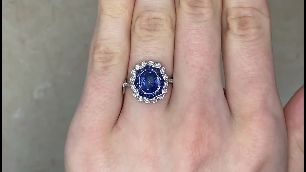1.69ct Sapphire Double Halo Cammoro Ring - hand video