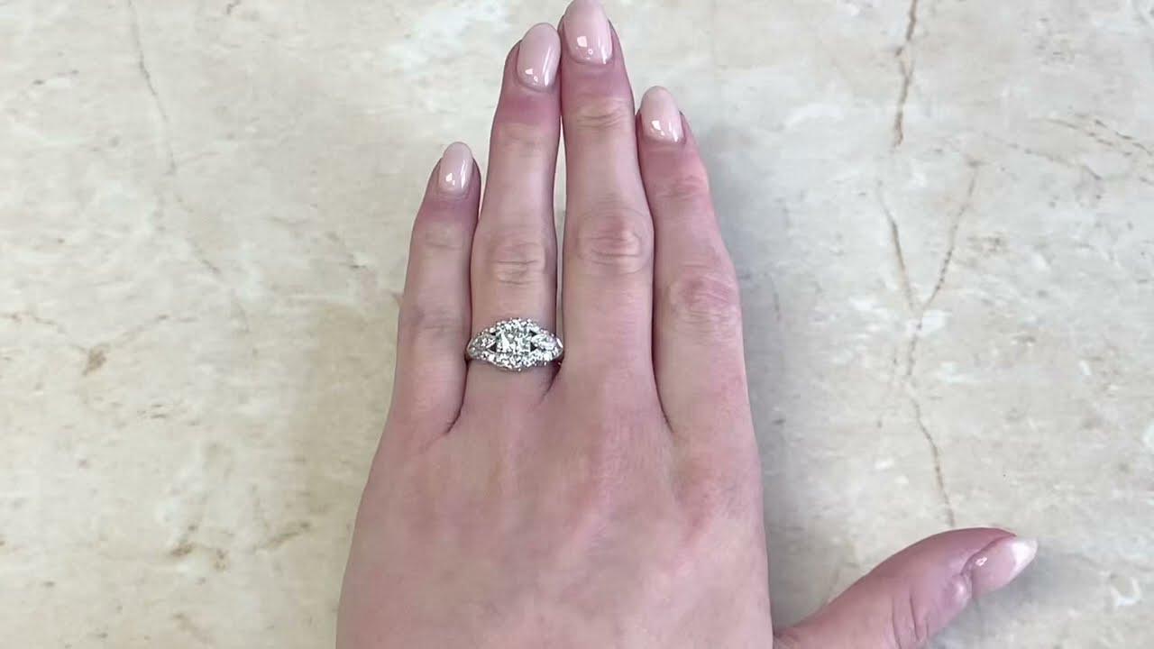 Art Deco Era Geometric 1.27ct Diamond Engagement Ring - Elverson Ring. Circa 1920 - Hand Video