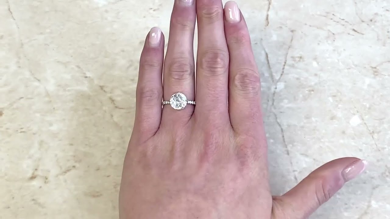 2.11ct Old European Cut Solitaire Diamond Engagement Ring - Ellenburg Ring - Hand Video