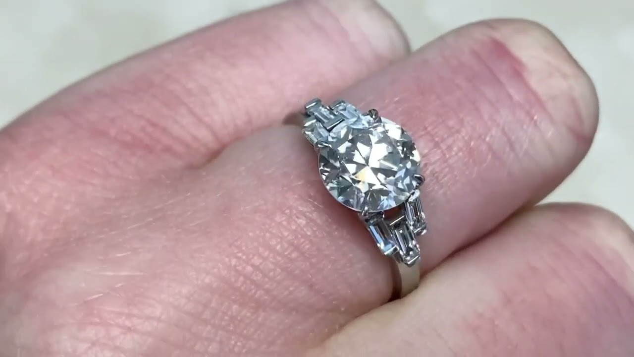 2.00ct Old European Cut Geometric Style Engagement Ring - Everett Ring - Hand Video