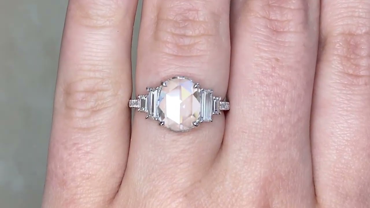 GIA-certified 2.00 carat Oval Rose Cut Diamond Ring - Clearwater Ring -  Hand Video