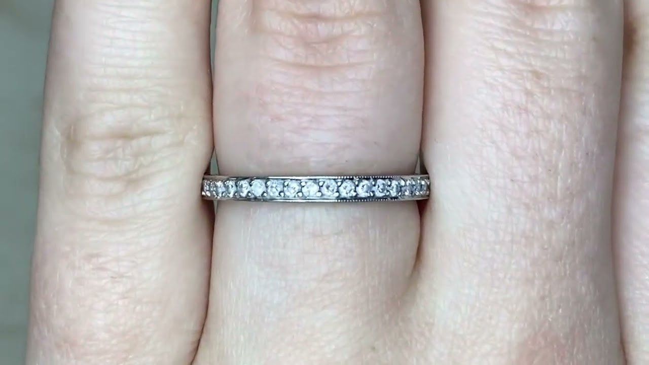 0.50ct Round Brilliant Cut Diamond Eternity Wedding Band Circa 1950 - Rosa Band - Hand Video