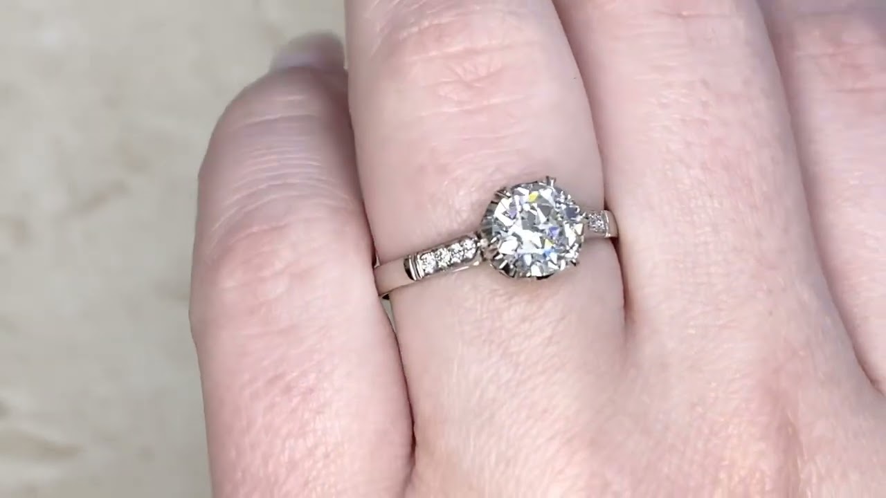 1.19ct Center GIA Certified Old European Cut Diamond Engagement Ring - Riverview Ring - Hand Video