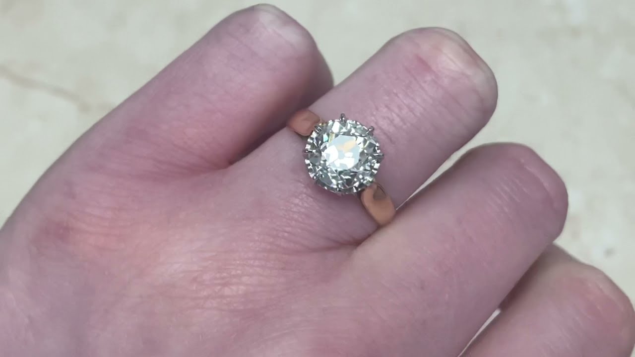 Edwardian Era 2.50ct Center Old European Cut Diamond Engagement Ring - Halifax Ring - Hand Video